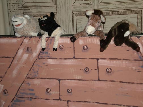 In the stable with the four animal puppets In the stable with the four animal puppets